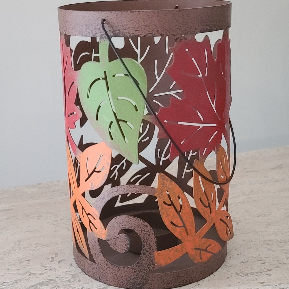 Autumn Leaf Metal Lantern
